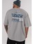 Dublin Arka Baskılı Gri Oversize T-Shirt Unisex Erkek Kadın Bisiklet Yaka 5