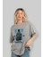 Upside Down Ön Baskılı Gri Oversize T-Shirt Unisex Erkek Kadın Bisiklet Yaka 4