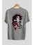 Kokushibo Demon Slayer Anime Arka Baskılı Gri Oversize T-Shirt %100 Pamuk Erkek Kadın 2