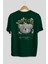 Dont Cry Bear Arka Baskılı Zümrüt Yeşili Oversize T-Shirt Unisex Erkek Kadın Bisiklet Yaka 2