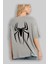 Spiderman Arka Baskılı Gri Oversize T-Shirt Unisex Erkek Kadın Bisiklet Yaka 3
