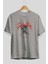 Sacrifice Yourself Bear Ön Baskılı Gri Oversize T-Shirt Unisex Erkek Kadın Bisiklet Yaka 2