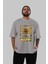 Niceday Streewear Ön Baskılı Gri Oversize T-Shirt Unisex Erkek Kadın Bisiklet Yaka 5