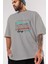 Buenos Aires Ön Baskılı Gri Oversize T-Shirt Unisex Erkek Kadın Bisiklet Yaka 3