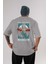 Nacho Libre Einstein Arka Baskılı Gri Oversize T-Shirt Unisex Erkek Kadın Bisiklet Yaka 1