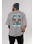 Nacho Libre Einstein Arka Baskılı Gri Oversize T-Shirt Unisex Erkek Kadın Bisiklet Yaka 4