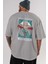 Nacho Libre Einstein Arka Baskılı Gri Oversize T-Shirt Unisex Erkek Kadın Bisiklet Yaka 5