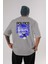 Politics Is A Lie Arka Baskılı Gri Oversize T-Shirt Unisex Erkek Kadın Bisiklet Yaka 1