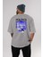 Politics Is A Lie Arka Baskılı Gri Oversize T-Shirt Unisex Erkek Kadın Bisiklet Yaka 4