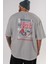 Plumber Skater Arka Baskılı Gri Oversize T-Shirt Unisex Erkek Kadın Bisiklet Yaka 5