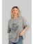 Shınobı Ön Baskılı Gri Oversize T-Shirt Unisex Erkek Kadın Bisiklet Yaka 4