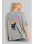 Put On Smile Bear Arka Baskılı Gri Oversize T-Shirt Unisex Erkek Kadın Bisiklet Yaka 3