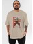 Dragonball Drmakigero Anime Ön Baskılı Bej Oversize T-Shirt Erkek Kadın 1
