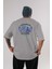 Los Angeles Arka Baskılı Gri Oversize T-Shirt Unisex Erkek Kadın Bisiklet Yaka 1