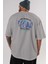 Los Angeles Arka Baskılı Gri Oversize T-Shirt Unisex Erkek Kadın Bisiklet Yaka 5