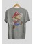 Mario Bros Arka Baskılı Gri Oversize T-Shirt Unisex Erkek Kadın Bisiklet Yaka 2