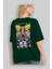Baskılı Zümrüt Yeşili Oversize T-Shirt Pamuk Erkek Kadın 4