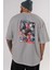 Vegeta Vs Goku Anime Arka Baskılı Gri Oversize T-Shirt %100 Pamuk Erkek Kadın 5
