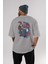 Tanjıro ,akaza,dakı Anime Arka Baskılı Gri Oversize T-Shirt %100 Pamuk Erkek Kadın 4