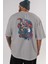 Tanjıro ,akaza,dakı Anime Arka Baskılı Gri Oversize T-Shirt %100 Pamuk Erkek Kadın 5
