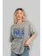 Paris Ön Baskılı Gri Oversize T-Shirt Unisex Erkek Kadın Bisiklet Yaka 4