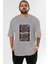 Deadpool Card Ön Baskılı Gri Oversize T-Shirt Unisex Erkek Kadın Bisiklet Yaka 1