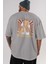 Freddy Puttin Arka Baskılı Gri Oversize T-Shirt Unisex Erkek Kadın Bisiklet Yaka 5