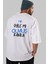 He Öyle Mi Olmuş Kanka Arka Baskılı Beyaz Oversize T-Shirt Erkek Kadın Bisiklet Yaka 1