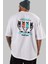 Live The Capitalism Arka Baskılı Beyaz Oversize T-Shirt Erkek Kadın Bisiklet Yaka 1