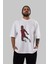 Slamdunk Ön Baskılı Beyaz Oversize T-Shirt Erkek Kadın Bisiklet Yaka 1