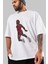 Slamdunk Ön Baskılı Beyaz Oversize T-Shirt Erkek Kadın Bisiklet Yaka 4