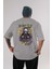 Party Starter Arka Baskılı Gri Oversize T-Shirt Unisex Erkek Kadın Bisiklet Yaka 1