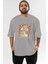Freddy Puttin Ön Baskılı Gri Oversize T-Shirt Unisex Erkek Kadın Bisiklet Yaka 1