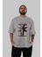 God Save The Youth Ön Baskılı Gri Oversize T-Shirt Unisex Erkek Kadın Bisiklet Yaka 5