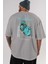 Cold Heart Arka Baskılı Gri Oversize T-Shirt Unisex Erkek Kadın Bisiklet Yaka 5