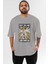The Mask Jong Un Ön Baskılı Gri Oversize T-Shirt Unisex Erkek Kadın Bisiklet Yaka 1