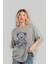 Whatever You Bear Ön Baskılı Gri Oversize T-Shirt Unisex Erkek Kadın Bisiklet Yaka 4