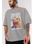 Back To The Future Jong Un Ön Baskılı Gri Oversize T-Shirt Unisex Erkek Kadın Bisiklet Yaka 3