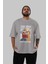 Back To The Future Jong Un Ön Baskılı Gri Oversize T-Shirt Unisex Erkek Kadın Bisiklet Yaka 5