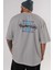 Gwangju Arka Baskılı Gri Oversize T-Shirt Unisex Erkek Kadın Bisiklet Yaka 5