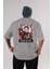 Elon Musk Iron Man Arka Baskılı Gri Oversize T-Shirt Unisex Erkek Kadın Bisiklet Yaka 1
