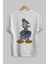 Donald Arka Baskılı Beyaz Oversize T-Shirt Erkek Kadın Bisiklet Yaka 5