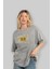 Have A Good Vibe Day Ön Baskılı Gri Oversize T-Shirt Unisex Erkek Kadın Bisiklet Yaka 4