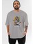 Che Guevara Hendrix Ön Baskılı Gri Oversize T-Shirt Unisex Erkek Kadın Bisiklet Yaka 1
