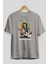Che Guevara Hendrix Ön Baskılı Gri Oversize T-Shirt Unisex Erkek Kadın Bisiklet Yaka 2