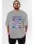 Brooklyn 86 Style Ön Baskılı Gri Oversize T-Shirt Unisex Erkek Kadın Bisiklet Yaka 1