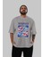 Brooklyn 86 Style Ön Baskılı Gri Oversize T-Shirt Unisex Erkek Kadın Bisiklet Yaka 5