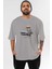 Teddy Bear The Secret Ön Baskılı Gri Oversize T-Shirt Unisex Erkek Kadın Bisiklet Yaka 1