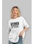 Valla Stock Ön Baskılı Beyaz Oversize T-Shirt Erkek Kadın Bisiklet Yaka 4