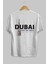 Dubai Arka Baskılı Beyaz Oversize T-Shirt Erkek Kadın Bisiklet Yaka 3